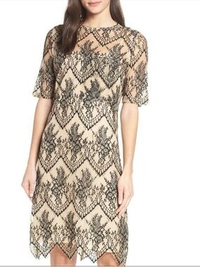 CAARA NWT Black Lace Cocktail Shift Dress M